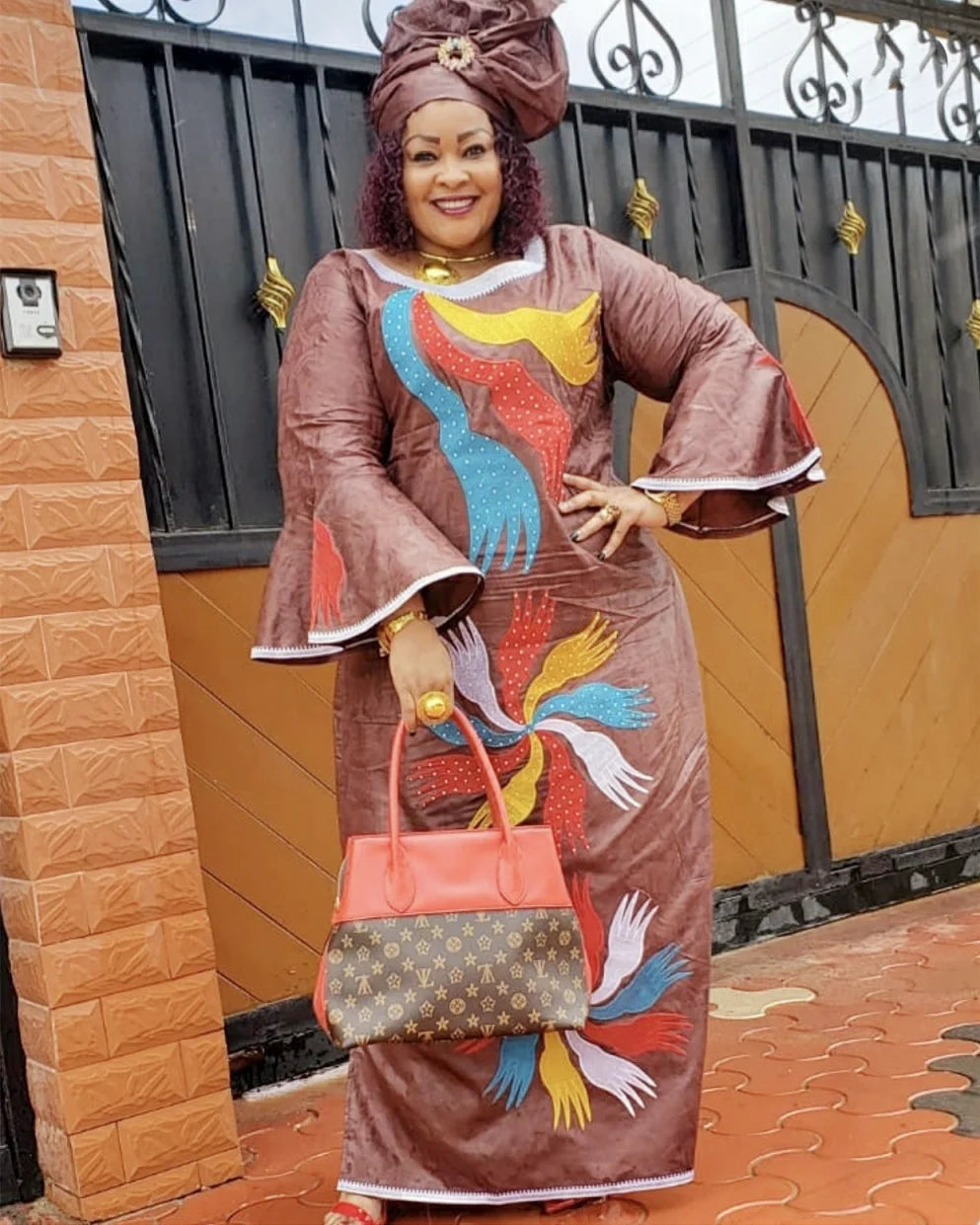 African Attire For Women Abaya Embroidery Plus Size Elegant Party Church Dress