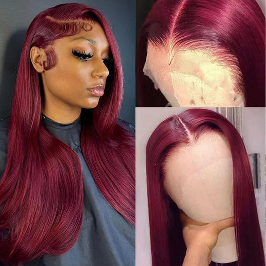 Maxy Burgundy 13x6 H d Lace Frontal 99J Colored Red Wigs 30 Inch 13x4 Lace Front Pre Plucked 200 Density Human Hair Brazilian Wigs
