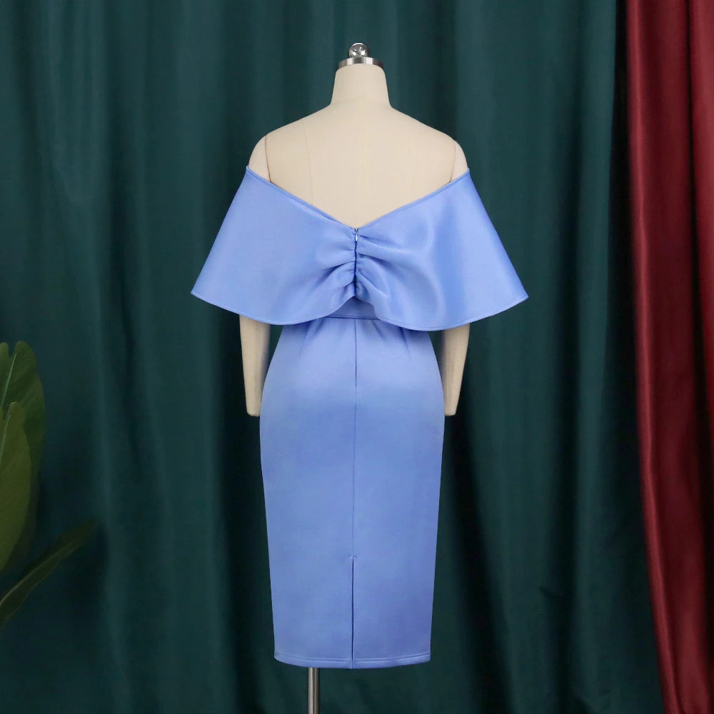 Pencil Dress Women Bare Shoulder Backless Belt Summer Autumn Christmas Party Prom Elegant Lady Wedding Bridesmaid Slim Dresses