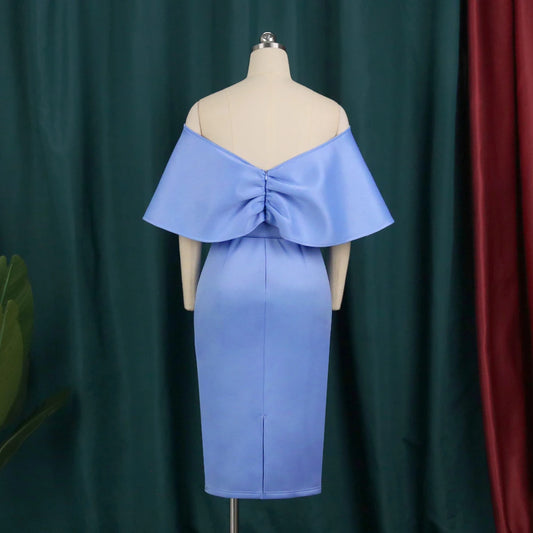 Pencil Dress Women Bare Shoulder Backless Belt Summer Autumn Christmas Party Prom Elegant Lady Wedding Bridesmaid Slim Dresses