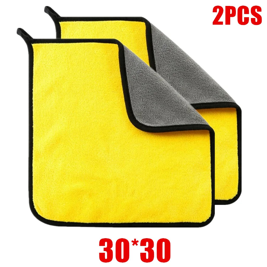 Maxy 1/2/6pcs Microfiber Cleaning Towel Thicken Soft Drying Cloth Car Body Washing Towels Double Layer Clean Rags Car Accessories