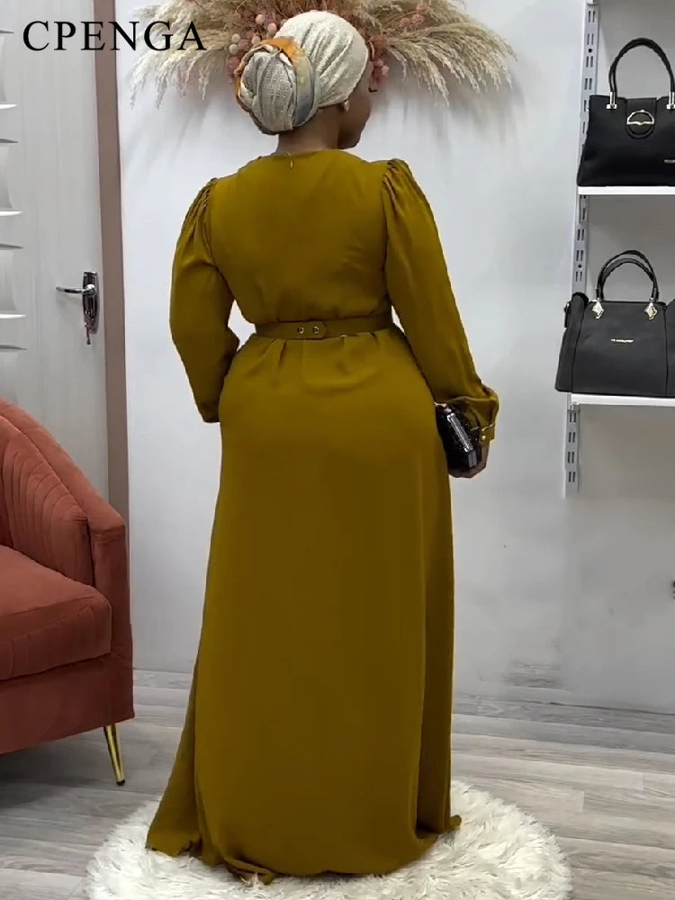 Maxy Elegant Party Dress for Women Ramadan Islamic Church Clothes Plus Size Summer Nigerian Casual Outfits Turkey Gown