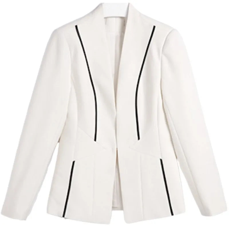 Maxy White Women Formal Dress Suit Ladies Elegant Business Office Wear Blazer Suits Long Sleeve Blazer Jacket Dresses Plus Size