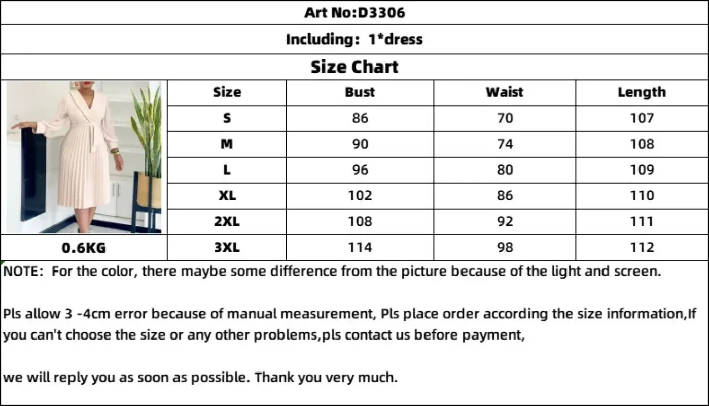Maxy Elegant A-line Dress Women's Luxury V-neck Long Sleeved Pleated Mid Waist African Fashion Women's Birthday Party Dresses
