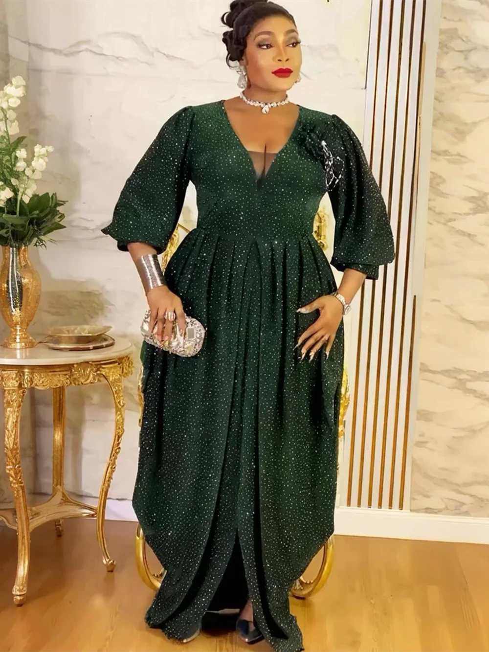 Maxy Plus Size African Party Dresses for Women New Fashion Dashiki Ankara Wedding Evening Gown Elegant Turkey Muslim Maxi Dress