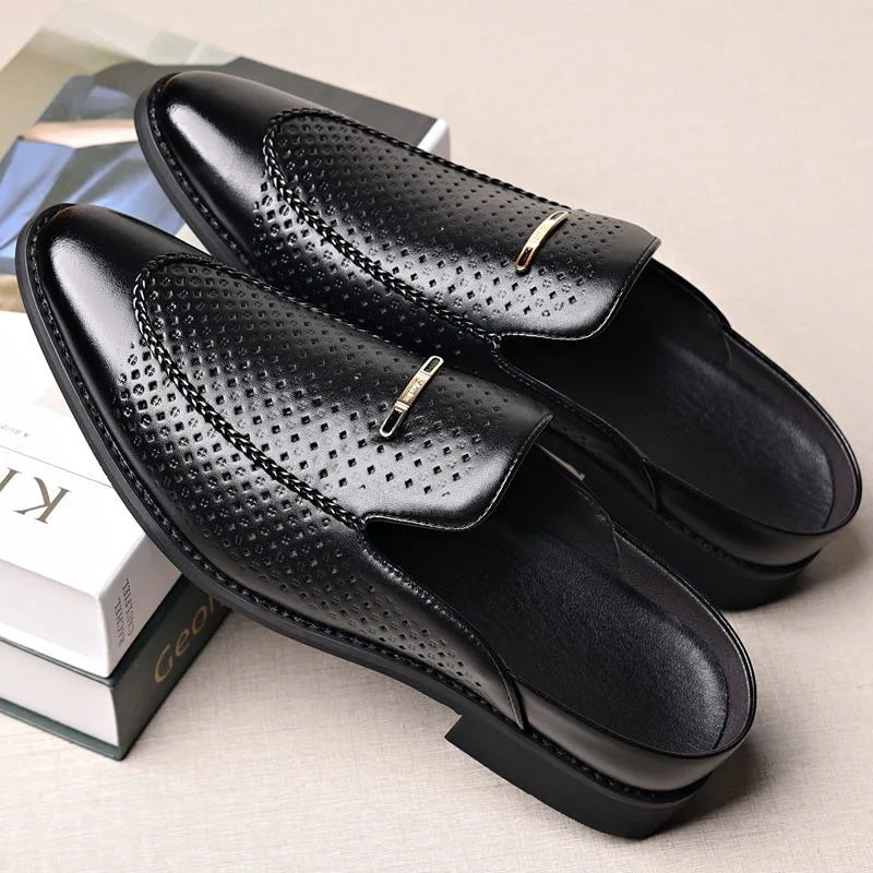 Visco half shoes dress mules for man loafers' luxury shoe suit formal slippers for man casual business man slippers outdoor mules homme