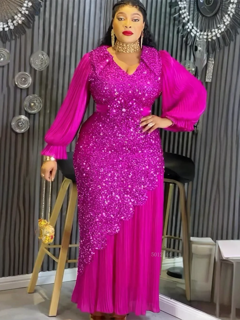 Maxy Elegant Dresses for Women Plus Size Sequin Evening Party Long Dress Dashiki Ankara Turkey Outfits Robe African Clothes