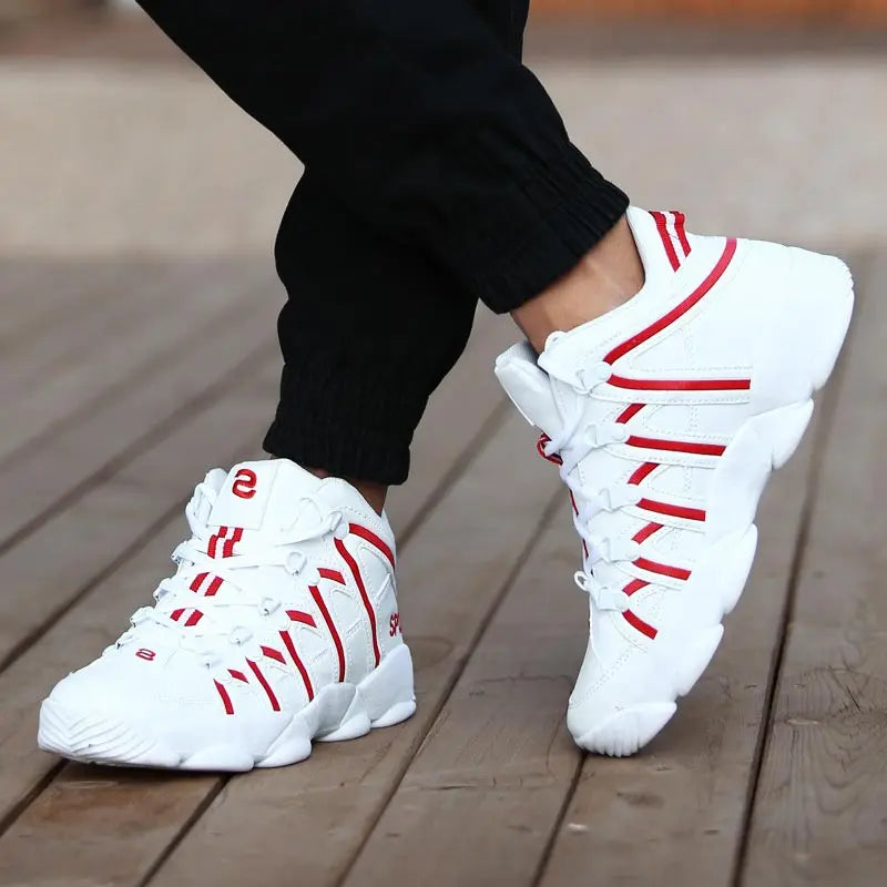 Maxy Large Size PU Leather Men's Running Shoes Men's White Sports Shoes Women Sport Shoes for Men Sneakers Red Basket Walk