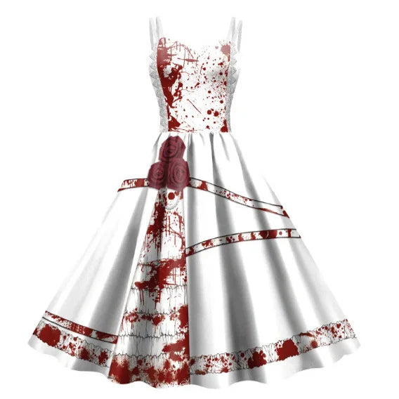 Babs High Quality Hot Selling 2024 New Halloween Dress Women's Dress Printed Thriller Long Dress Y2k Bodycon