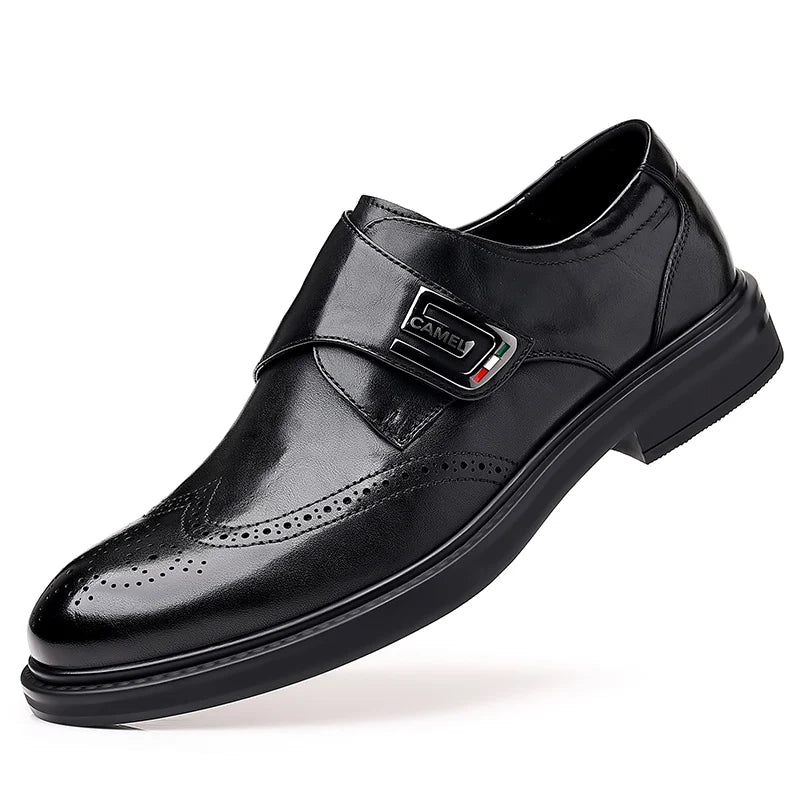 Visco Italian High-end Leather Slip-on Shoes Men's Business Dress Square Toe British Slip-On Formal Casual Loafer Oxford Shoes Wedding