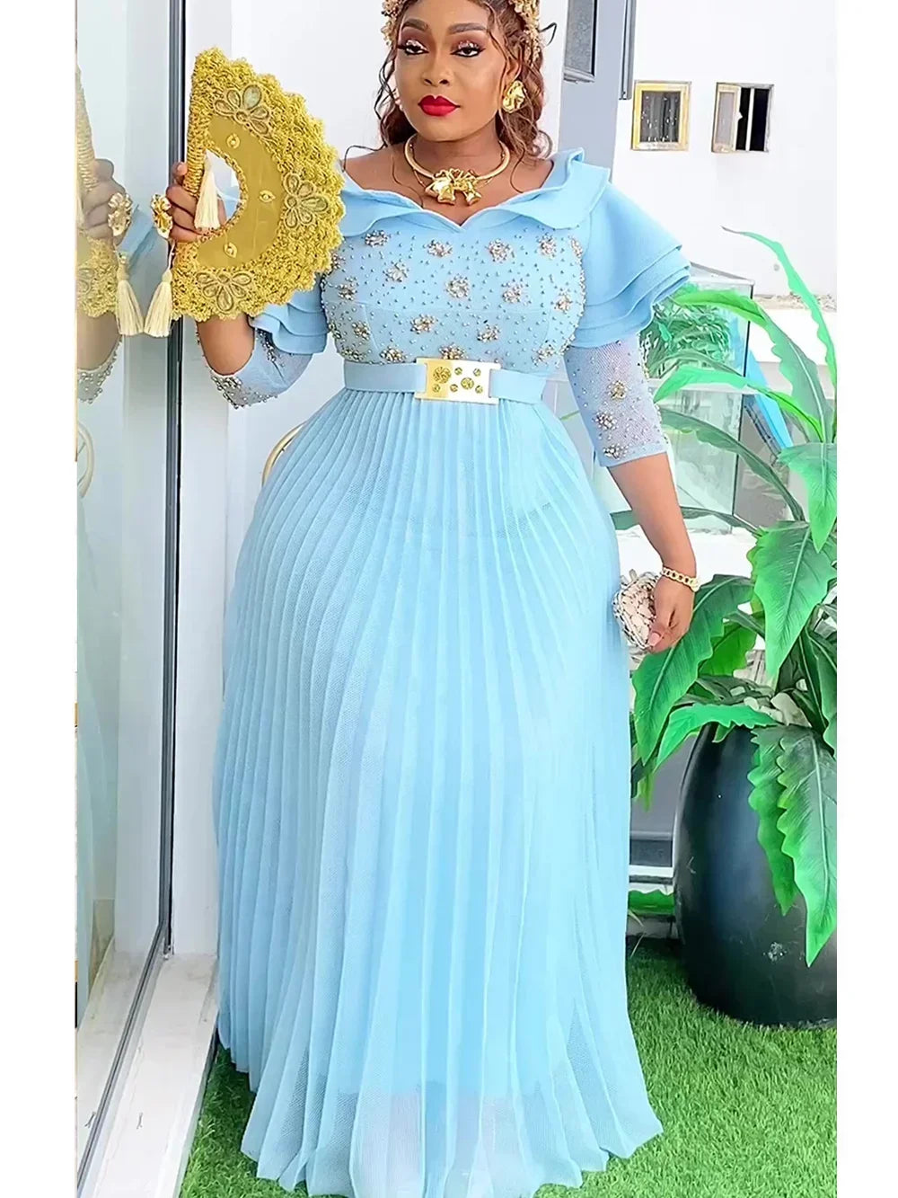Amay Party Dresses for Women New Fashion Dashiki Ankara Wedding Evening Gown Elegant Maxy Dress