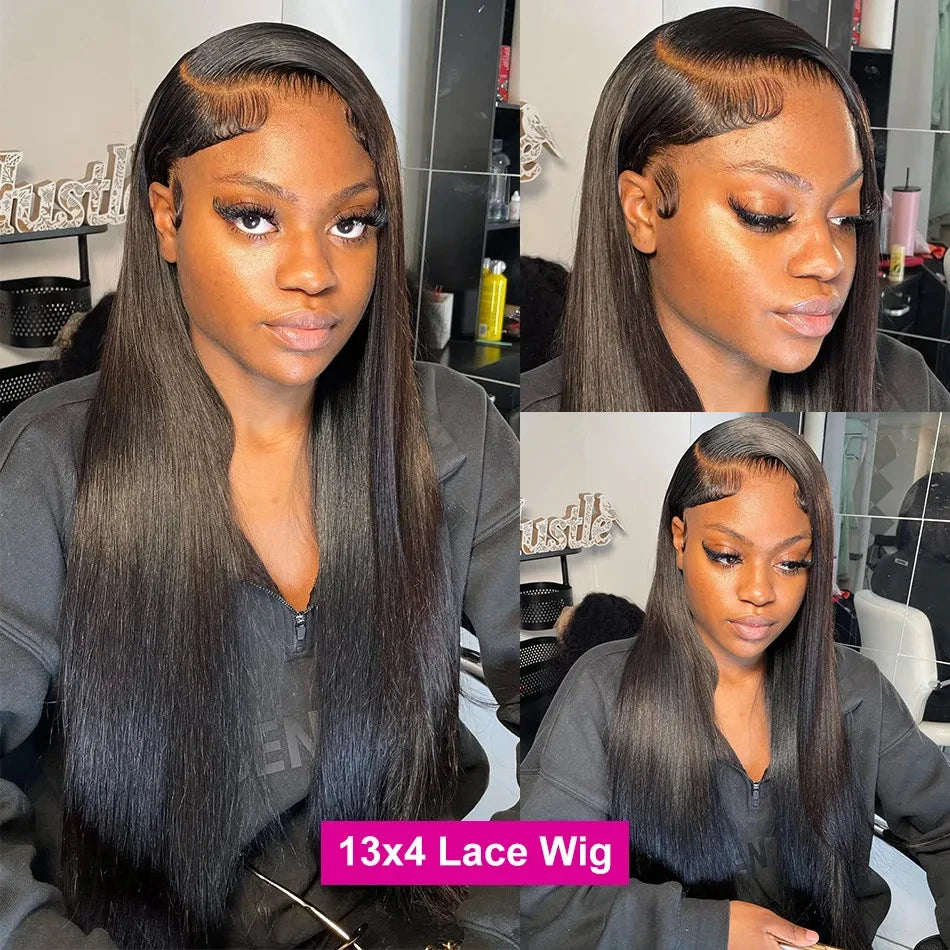 Maxy So Great 13x4 Lace Frontal Bone Straight Human Hair Wigs 13x6 Hd Lace Frontal Wig Straight Natural Black Wig Pre-Pluck For Women