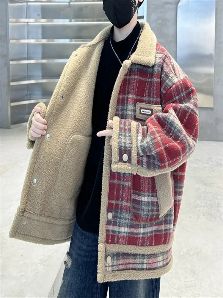 Amay Boys Woolen Coats Jackets Plus Thicken Vintage Warm Velvet Winter Autumn Cotton Tracksuit Sport Children's Clothing