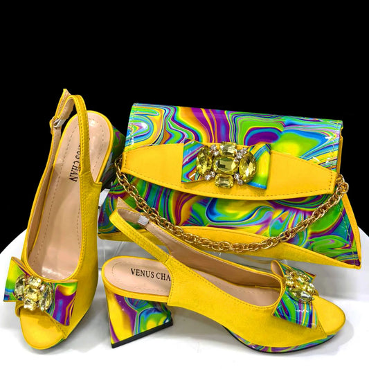 Maxy beautiful style Italian Shoes with Matching Bags African Women Shoes and Bags Set For Prom Party Summer Sandal