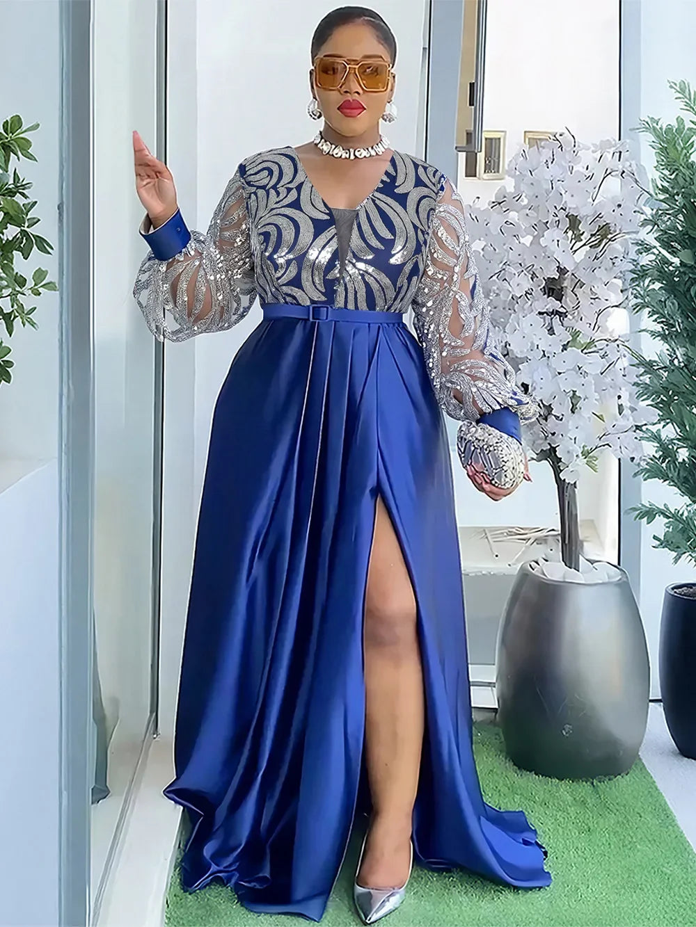 Amay Plus Size Evening Dresses for Women Luxury Gown Elegant Muslim Wedding Party Long Dress Ankara Ladies Clothing