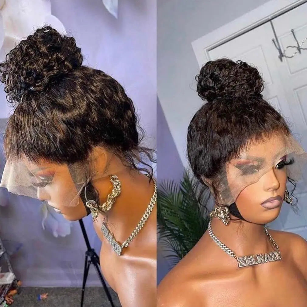 Maxy 250 Density 360 Full Lace Wig Human Hair Pre Plucked Deep Curly Lace Front Human Hair Wig Curly HD Transparent Lace frontal Wig