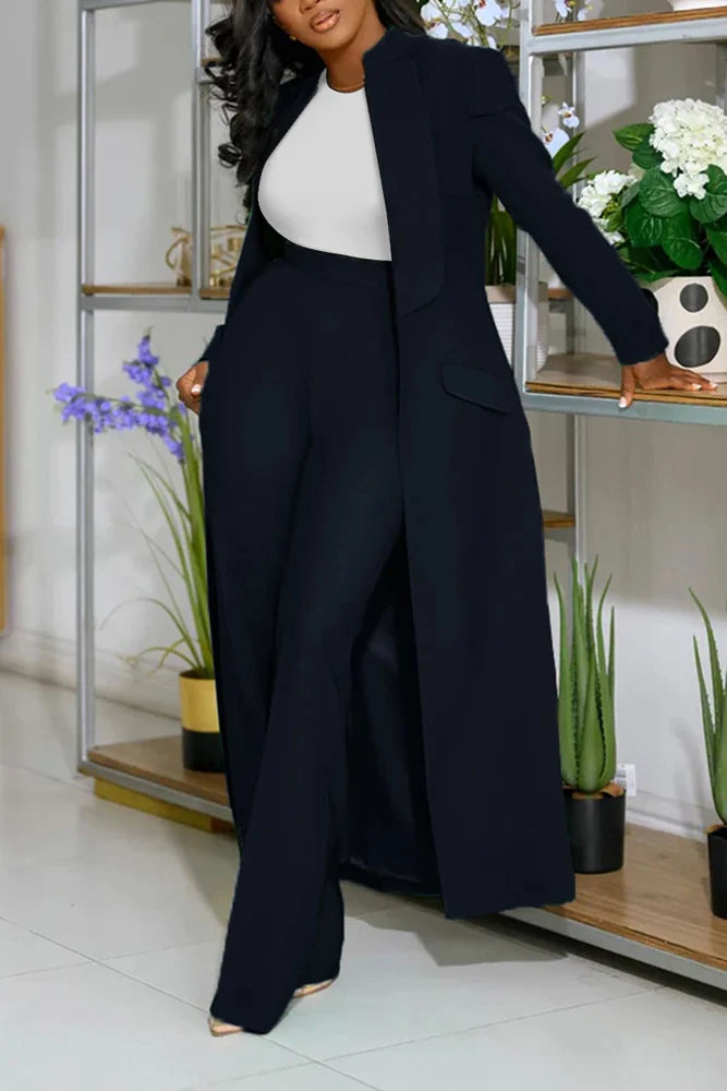 Maxy Streetwear Fashion X-Long Blazer Coat and Long Pants Suit 2 Two Piece Set for Women Spring African Work Business Outfits