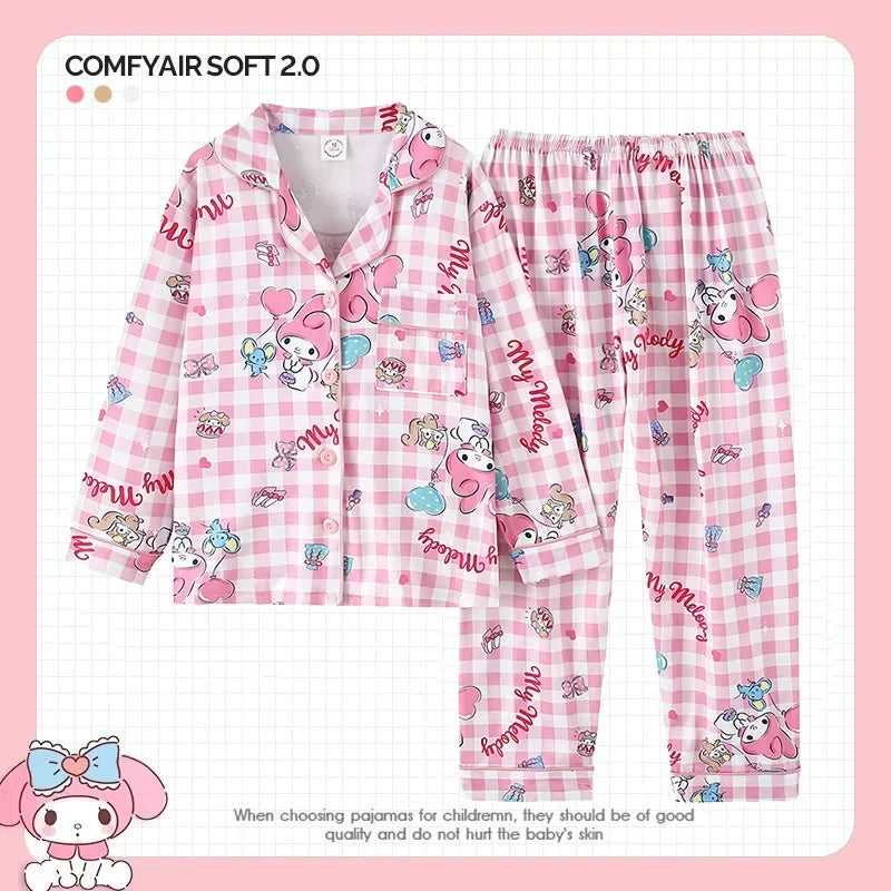 Maxy Sanrio Hello Kitty Kuromi Cinnamoroll My Melody Kids Pajamas Boys Toddlers Girl Fashion Clothes Cartoon Anime Clothing Sets