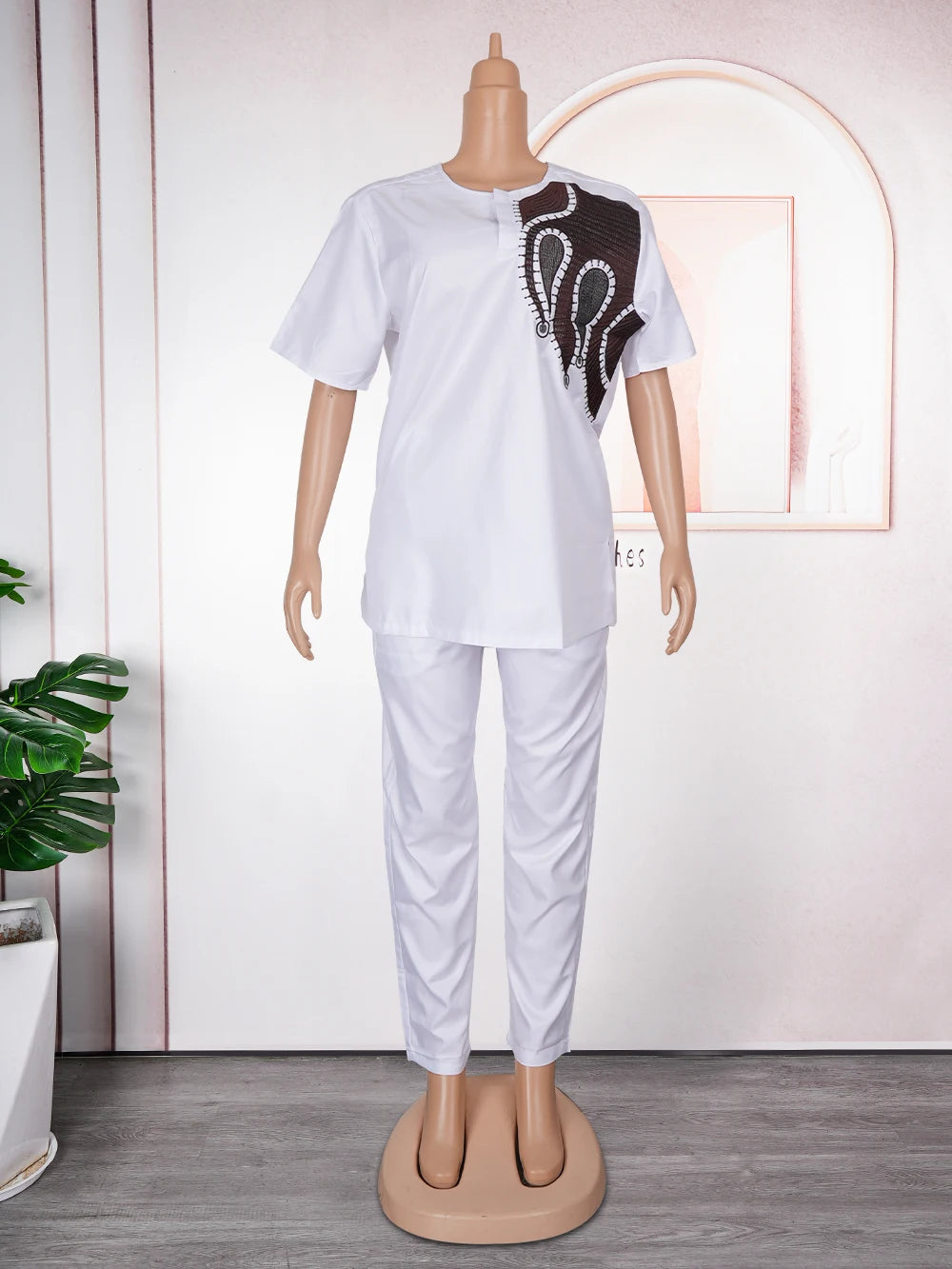 Maxy H&D African Clothes For woman Shirt Pants 2 pieces Suit woman Agbada Traditional Embroidery Clothes Robe Party Wedding Dashiki