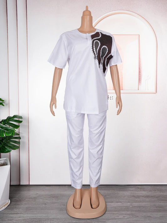 Maxy H&D African Clothes For woman Shirt Pants 2 pieces Suit woman Agbada Traditional Embroidery Clothes Robe Party Wedding Dashiki