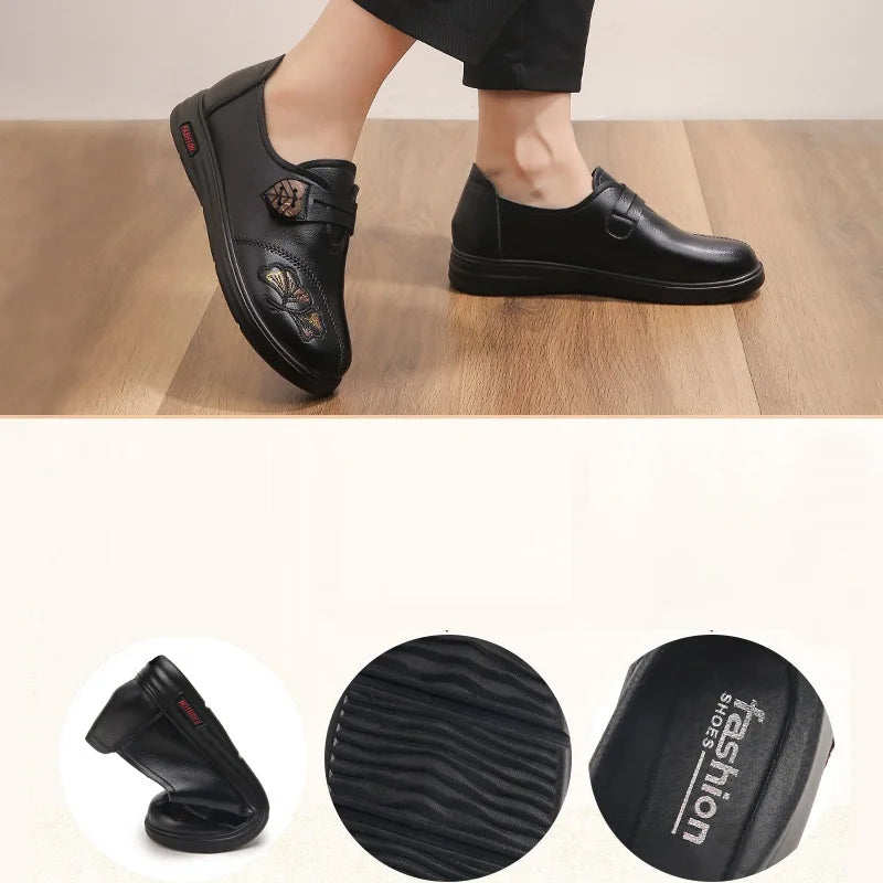 Maxy Autumn Women Loafers Slip On Flat Shoes Female Leather Breathable Casual Shoes Mother Shoes Comfortable Flats Driving shoes