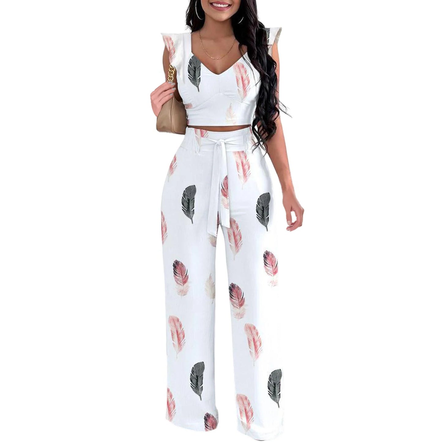 Maxy Summer Elegant Women Solid Casual Fitness Tracksuit Set Outfits Short Sleeve Crop Tops Trouser Flare Pants 2 Two Piece Set