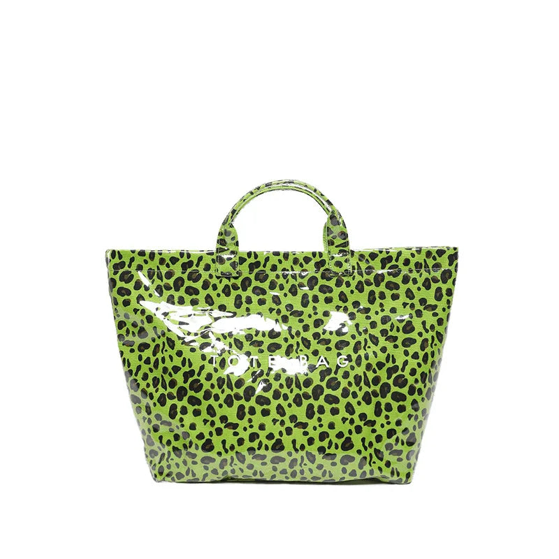 Maxy New Leopard Print Handbag, Fashion Large Capacity PVC Tote Bag,Women's Casual Shopping Letter Print Top Handle Hand Bag