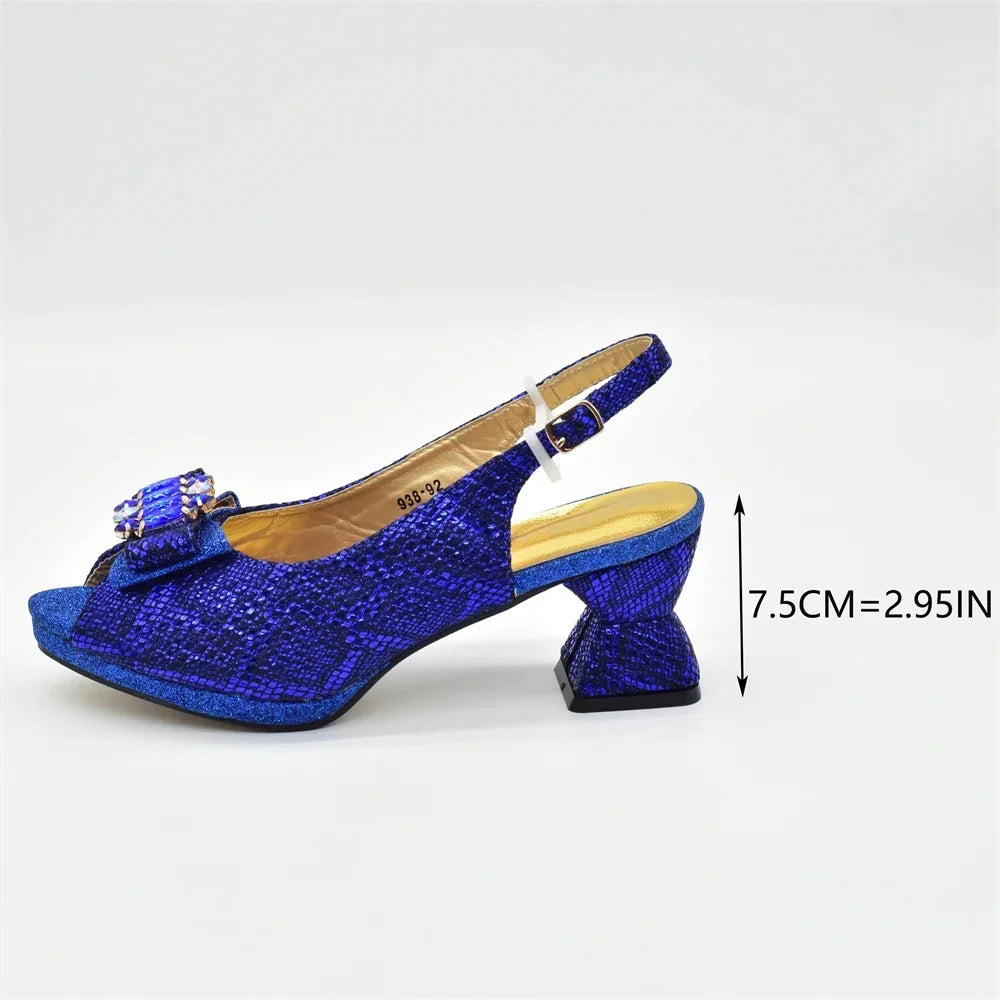 Maxy New Arrival African Silver Women Shoe and Bag Set for Party in Women Elegant Rhinestone Women Pumps