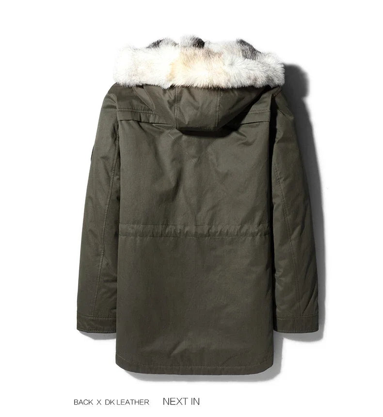 Winter Jacket Men Real Fur Sheepskin Fur Coat Men’s Parka Padded Jacket Skiing Outdoor Thick Medi-long Coat Jaqueta Masculina FC