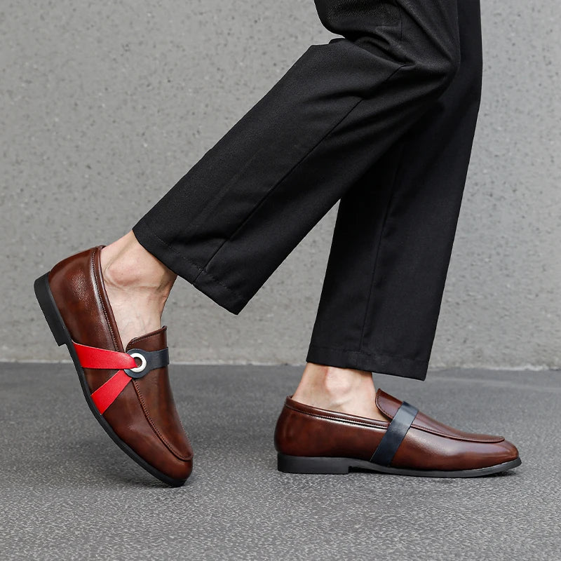 Visco Four-season Fashionable Men Loafers European American Casual Lightweight One-foot Business Versatile Small Leather Shoes Men