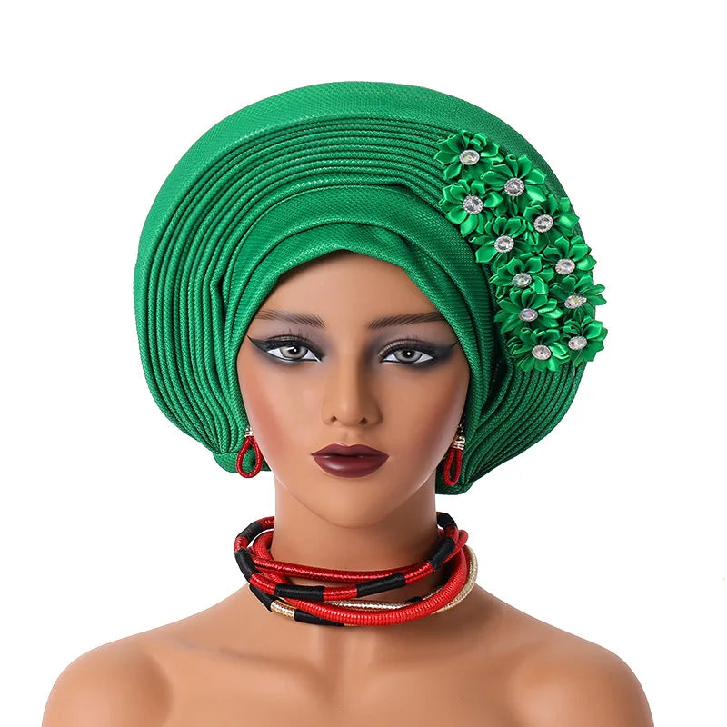 Maxy Gele Head tie Auto Gele Turban Head warp Already Made African Turban Cap Party Women Muslim Hijab Headscarf Bonnet Hat