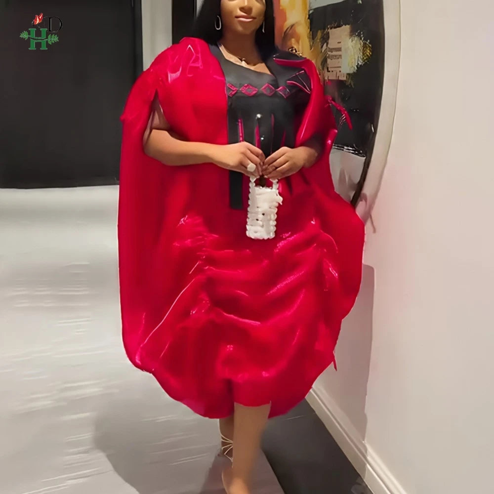 Maxy Dresses For Woman Plus Size Kaftan Dress Rached Side Ties and High Low Hem Boubou Party Wedding Bubu Africa Clothing
