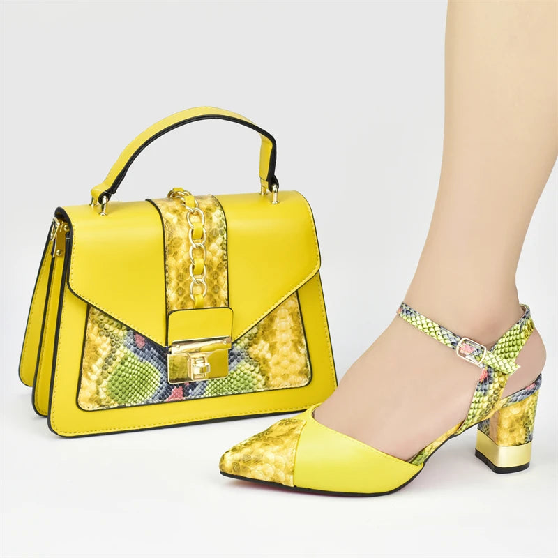 Momsey High Quality beautiful Style Ladies Shoes and Bags Set for Party!