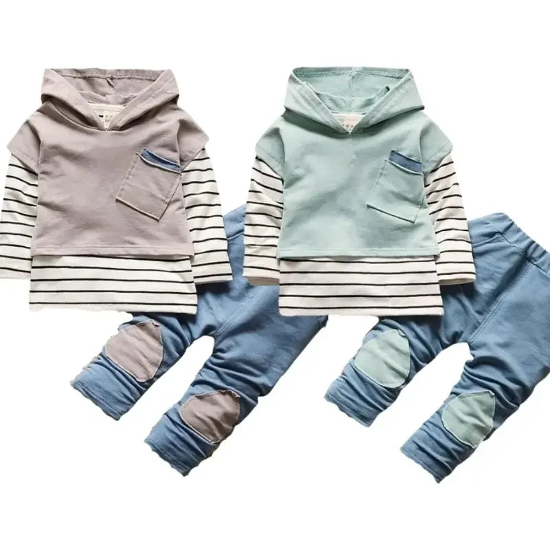 Babs Toddler Boys 3pcs Clothing Sets - Long Sleeve T-shirt + Coat + Pants, Autumn Winter, 1-4 Years Boy Clothes