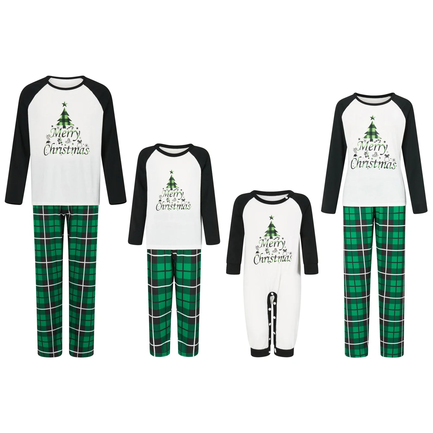 Family Christmas Pajamas Baby Adult Kids Daughter Mommy Pjs Long Sleeve Xmas Tree Print T-shirts Plaid Pants Sleepwear Outfits