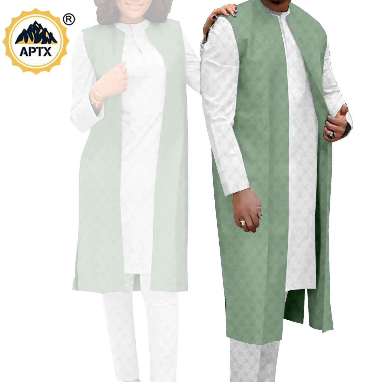 Amay Couples Clothes Bazin Riche Women Outfits 3 Pieces Sets Match Men Jacquard Shirt and Pants and Vest Jackets Sets Y22C029