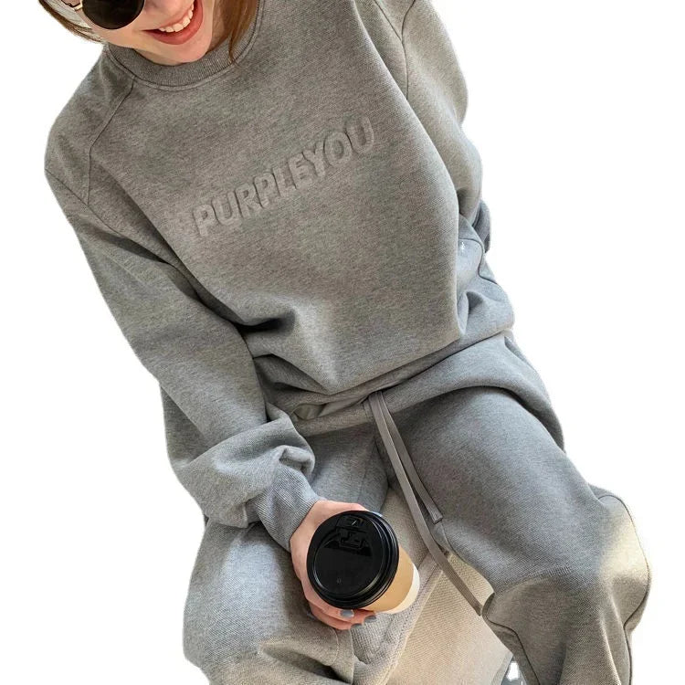 Maxy Thick Tracksuit Women Two Pieces Set Sweatshirts Pullover Hoodies Pockets Pants Suit Drawstring Trousers Sports Outfits Autumn