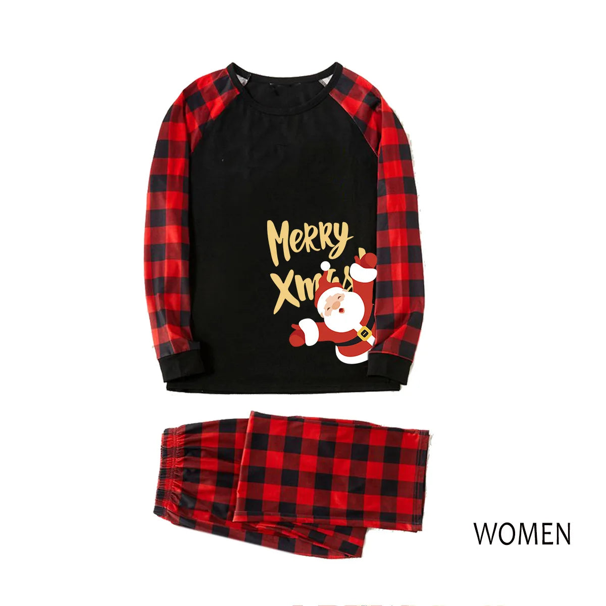 Momsey 2024 Christmas Matching Pajamas Set Merry Xmas Print Plaid Boys Girls Clothing Sets Soft Loose Sleepwear Family Look Clothes Pjs