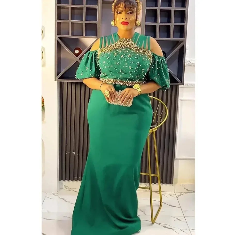 Maxy Plus Size Party Dresses for Women New Fashion Dashiki Ankara Wedding Evening Gown Elegant Turkey Muslim Maxy Dress