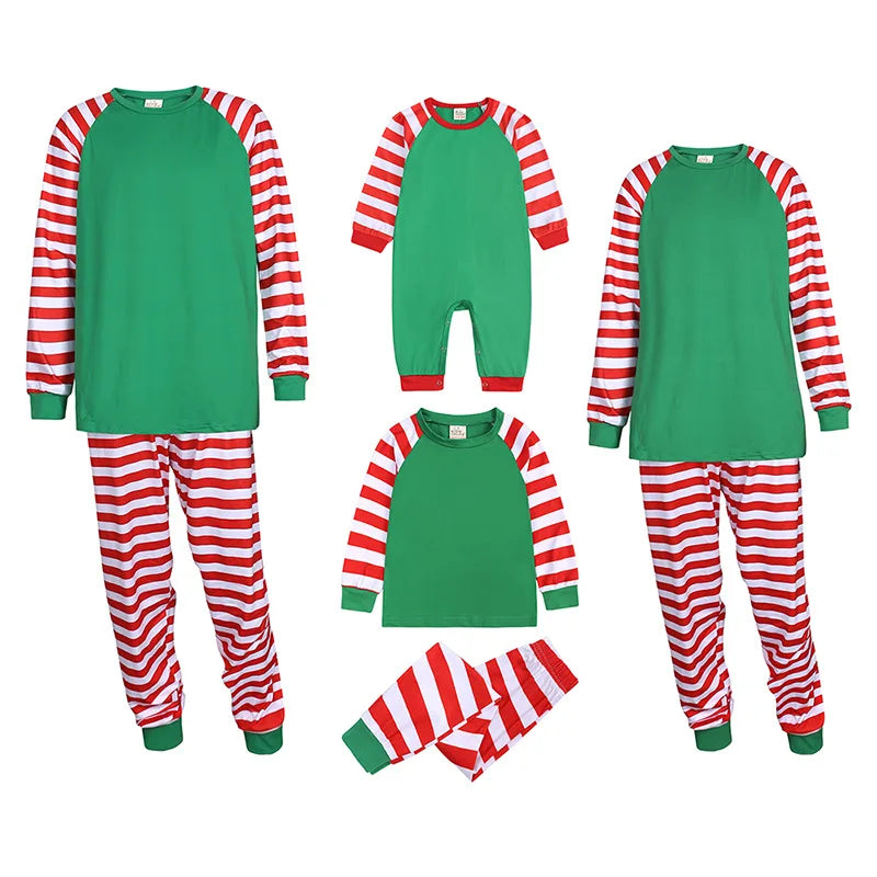 Sublimation Blank Long Tshirts New Year Christmas Parent-child Clothes Christmas Matching Pajamas Mother Father Kids Sleepwear