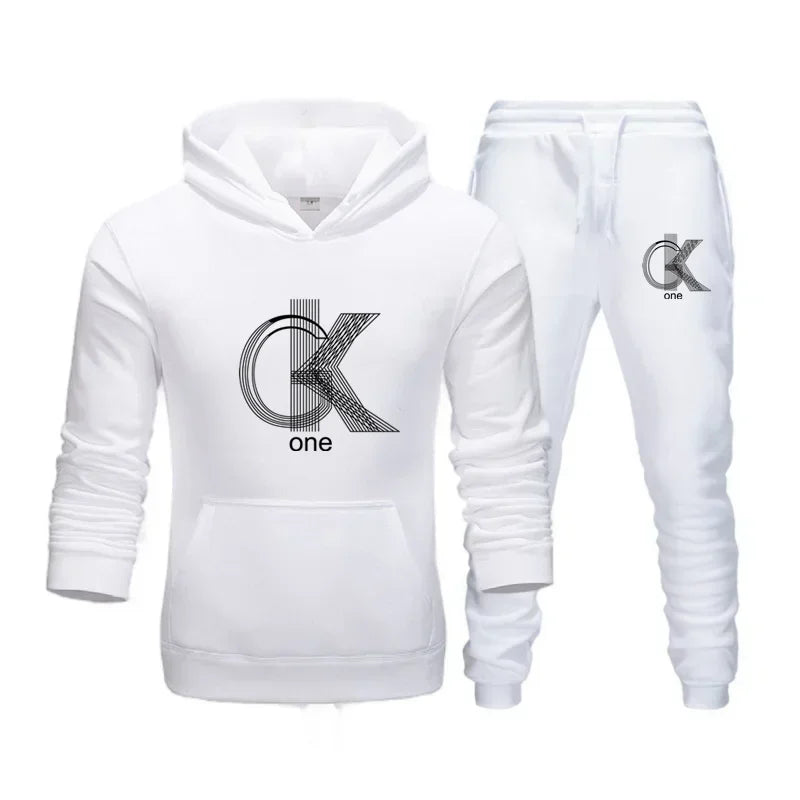 Maxy Men Women Tracksuit Hoodies Casual Solid Color Thick Pullover and Long Pant 2-piece Set Men Autumn Fleece Jogger Sports Suit Ne