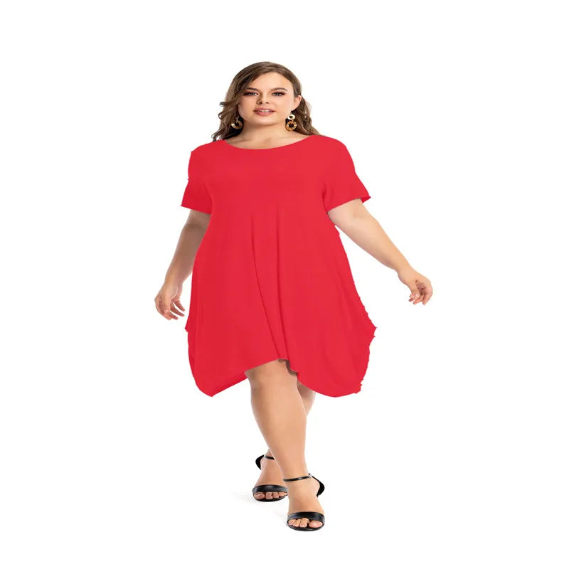 Amay Modal Cotton Nightgowns For Women Plus Size Short Sleeve O Neck Lounge PJS Pajama Dress 7XL 6XL 5XL Black White Red Sleepwear