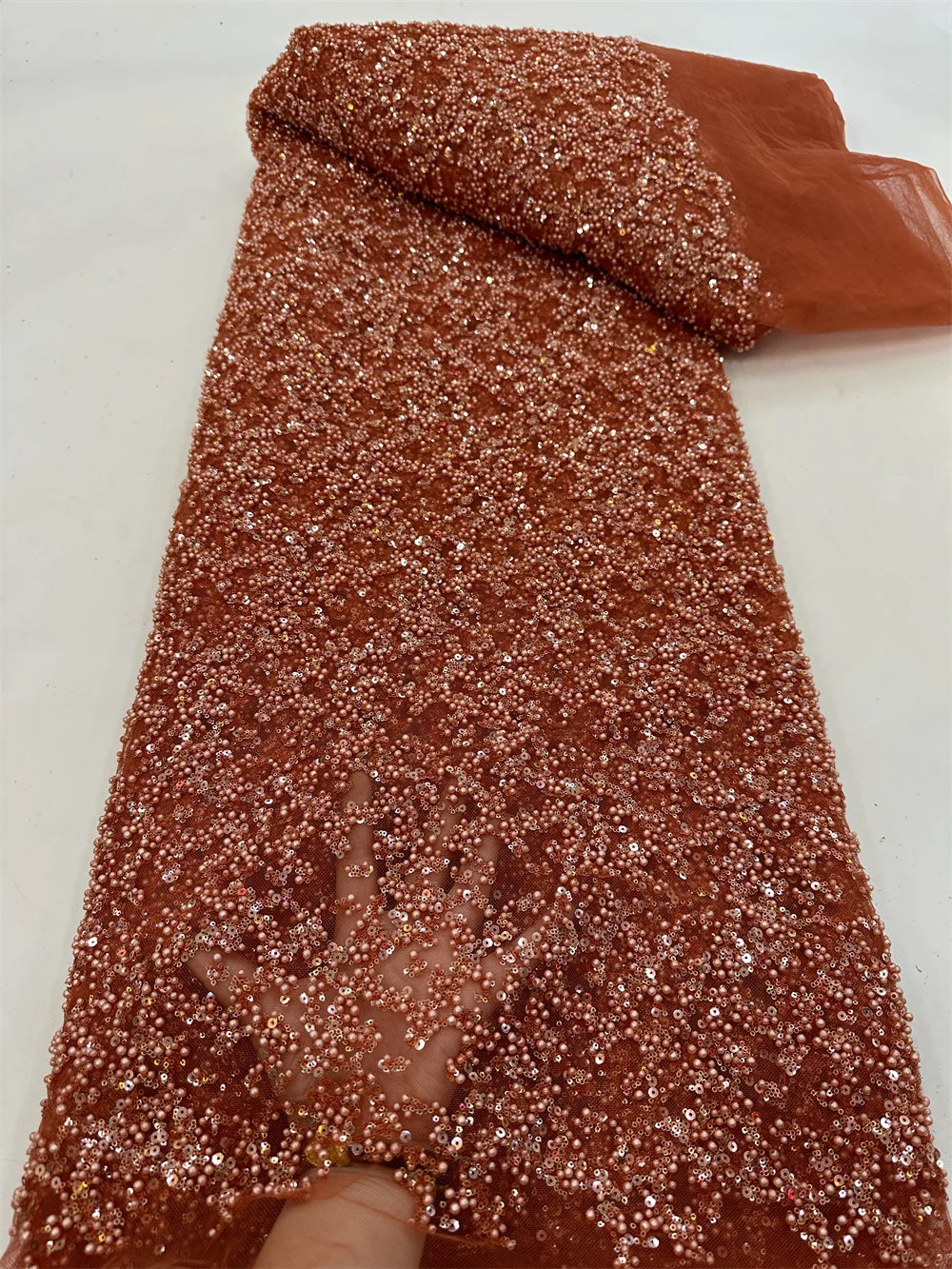 Maxy Fashion African Lace Fabric High Quality French Beaded Luxury Tulle Lace Nigerian Sequins Net Lace Fabric For Wedding Dress