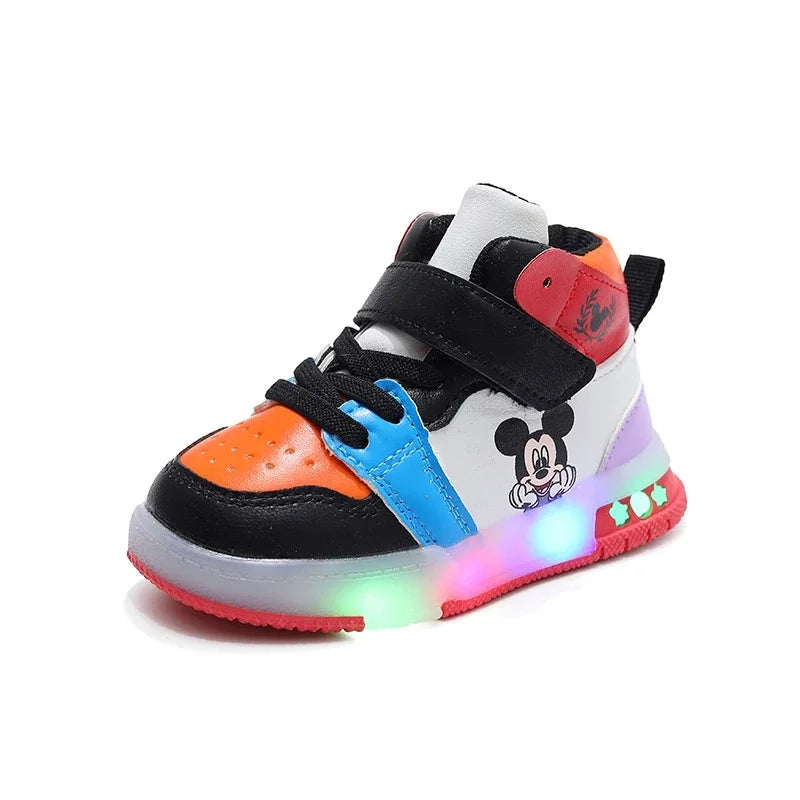 Maxy Fashion Kids Girls Led Light Shoes Boys Cartoon Mickey Mouse Casual Sneakers Spring Autumn Children Toddler Running Sport Shoes