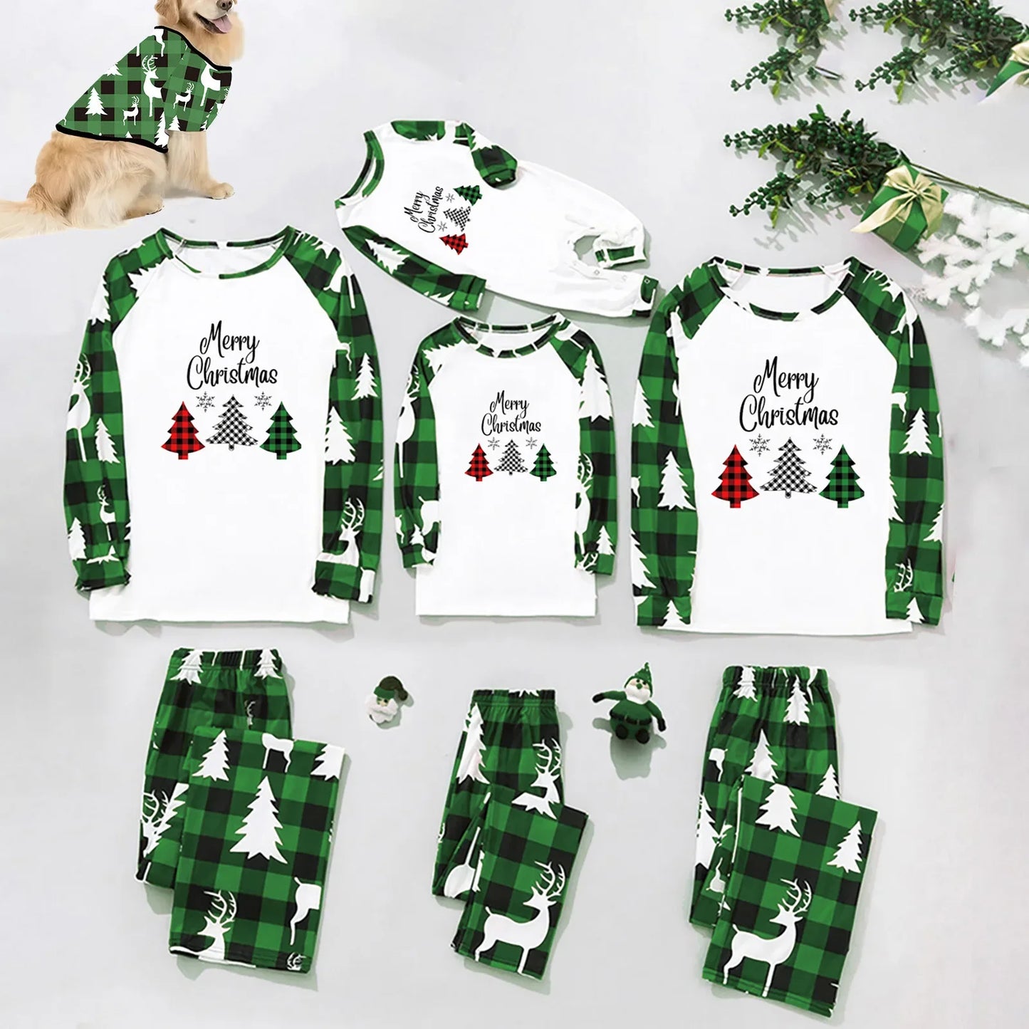 Merry Christmas Family Matching Pajamas Set Mother Father Kids Elk Clothes Baby Rompers Family Look Sleepwear Pyjamas Xmas Gifts