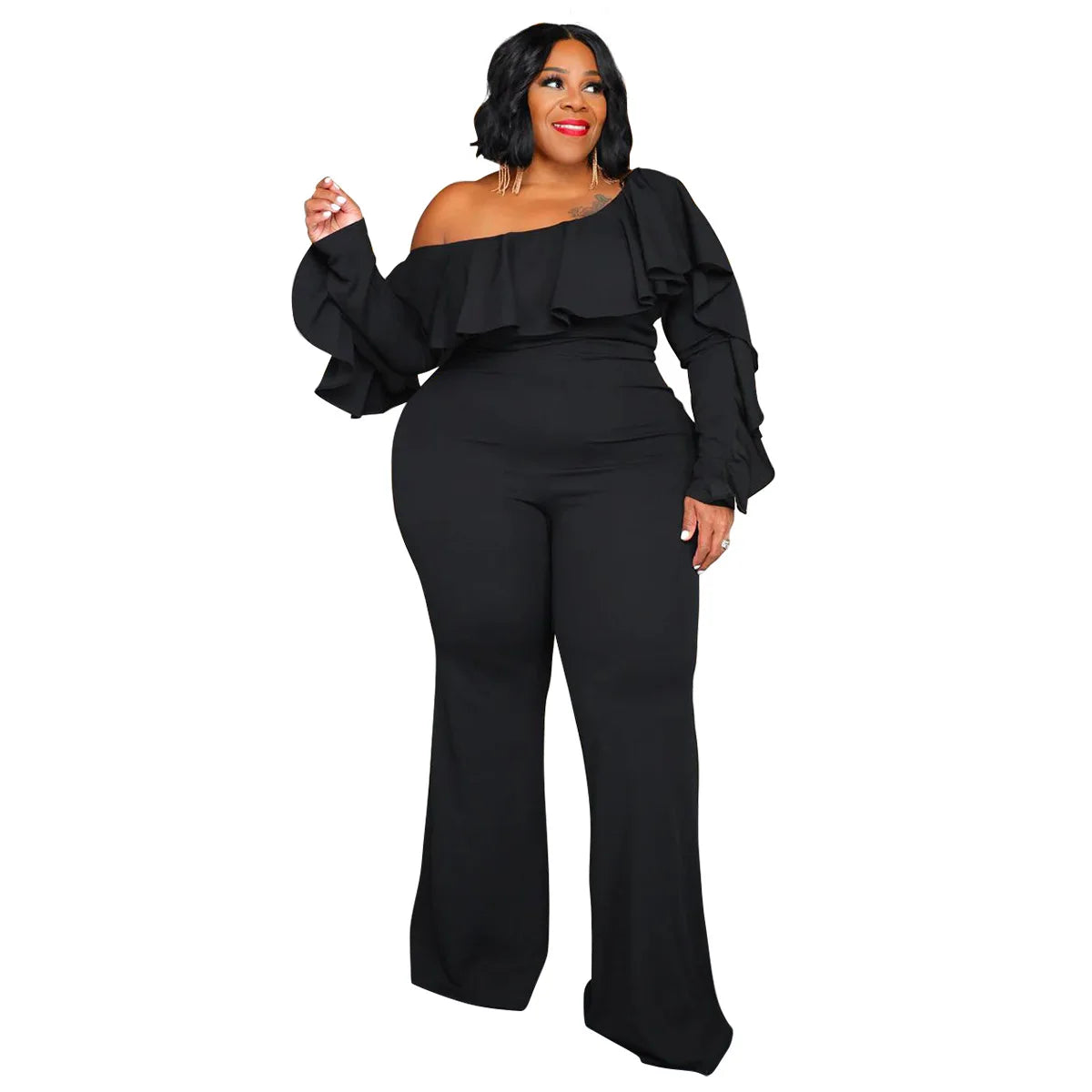 Maxy Plus Size Women Clothes Jumpsuit Summer Clothes American Leisure Bodysuit New 2024 Wide Leg Jumpsuit