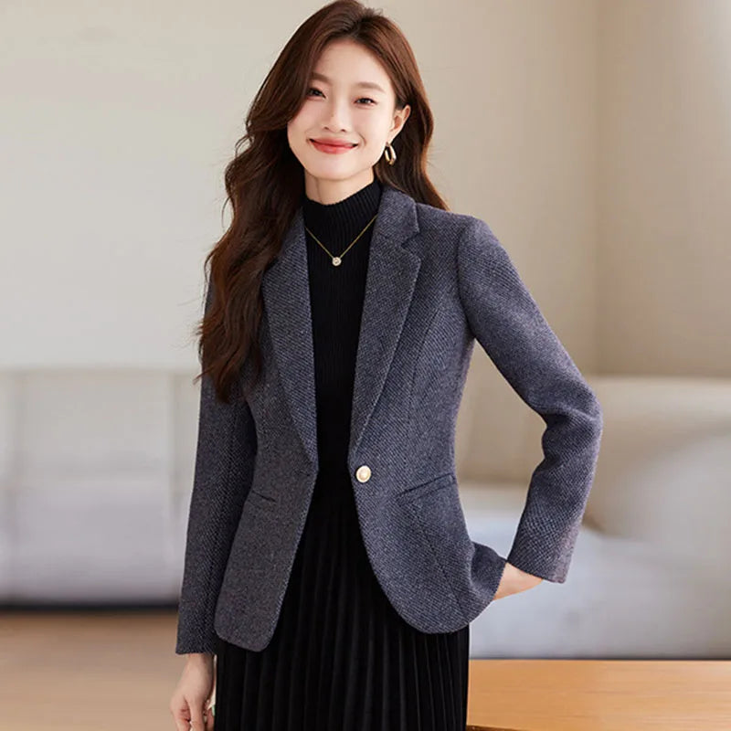 Women Casual Long Sleeve Slim Blazer Temperament Coat Fashion 2024 New Spring Autumn Ladies Office Suit Jacket Female Outerwear