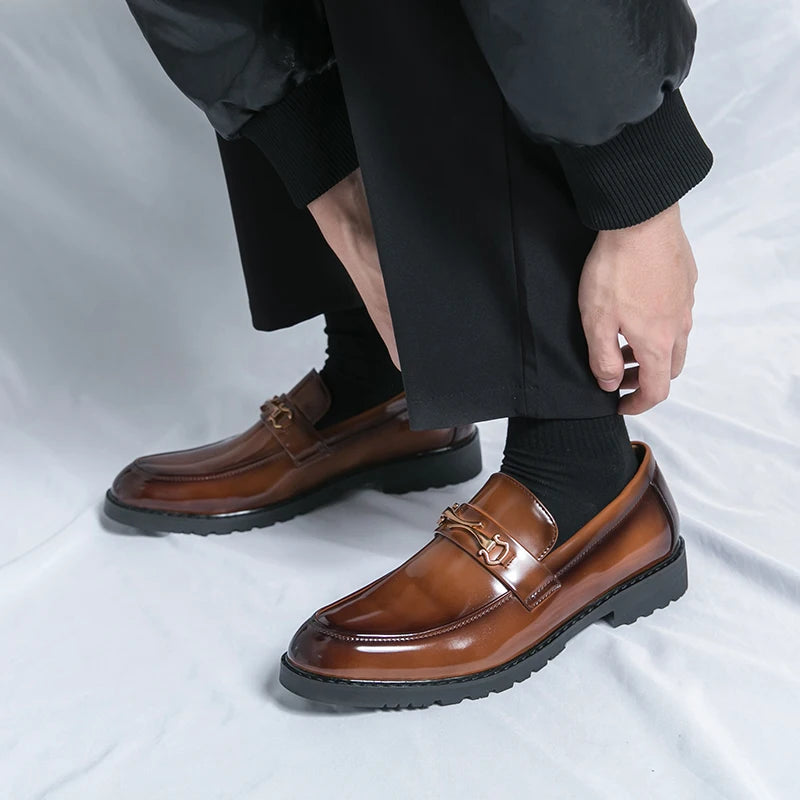 Visco New Men's Casual Leather Shoes Four Seasons Plus Size Anti Slip Business Leather Shoes Fashion Versatile Tide Party Driving Shoe