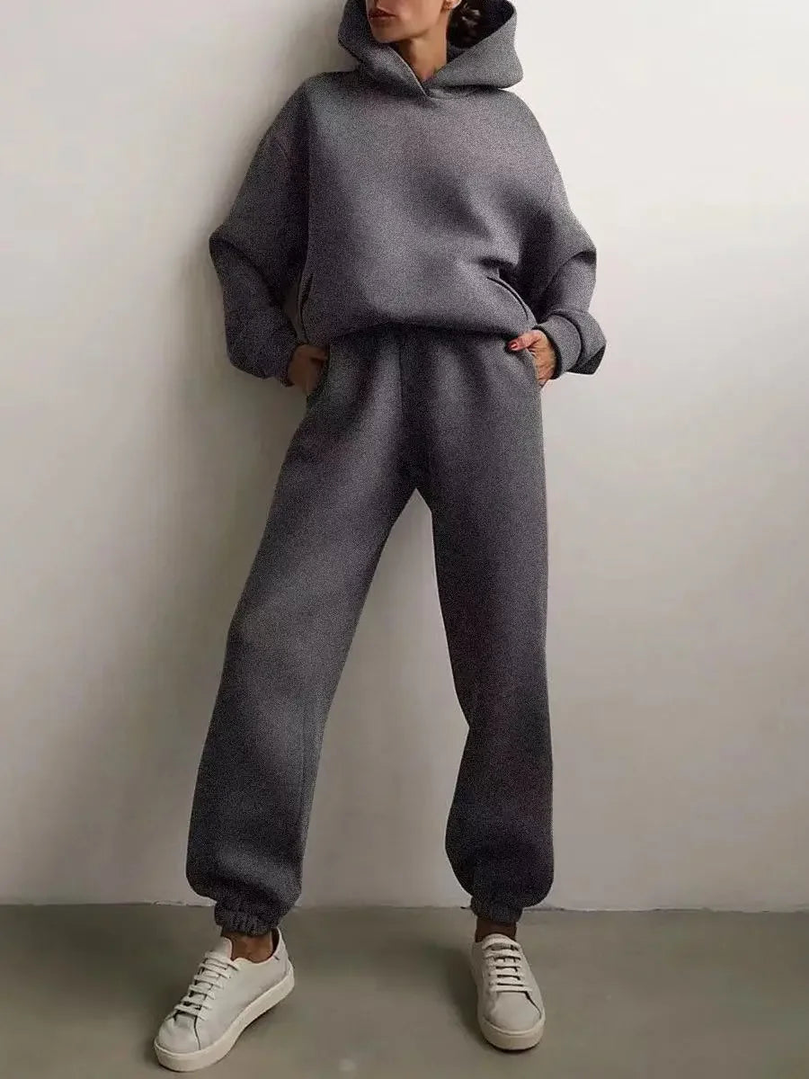 Winter Two Piece Sets Women Tracksuit Oversized Suit 2024 Autumn Trouser Suits Female Sweatshirt Solid Sports Hoodie Sportswear