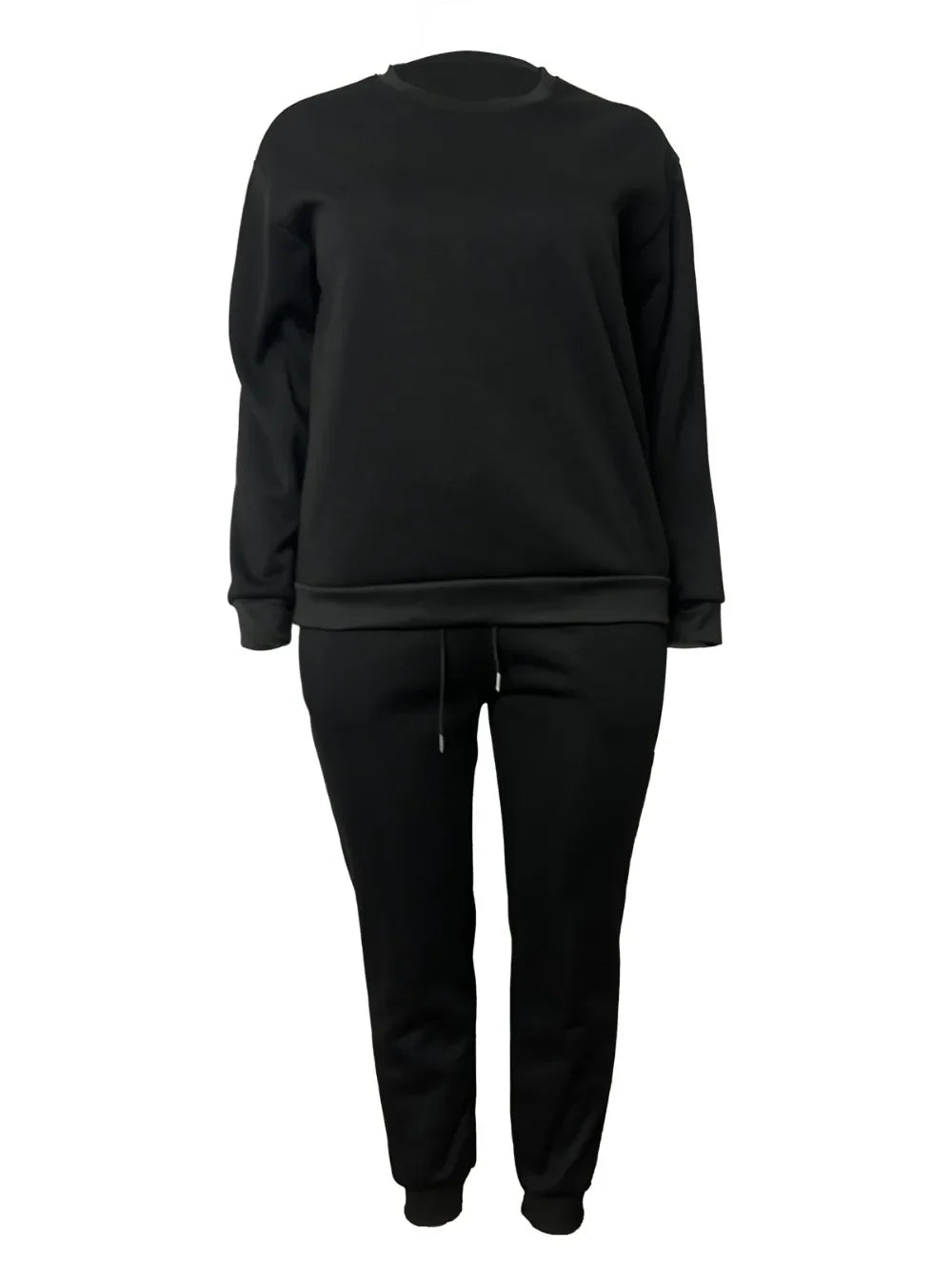 Maxy Plus Size Women 2 Piece Sweatshirt Set Fleece Long Sleeve Autumn Winter Outfits Chic Sequins Oversize Two Piece Tracksuit